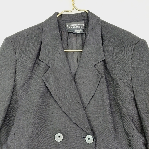 Liz Claiborne Black Double Button Notched Lapels Flap Pockets Blazer P7041 - Picture 2 of 7